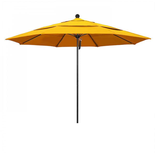 California Umbrella 11' Black Aluminum Market Patio Umbrella, Sunbrella Sunflower Yellow 194061333426 - main